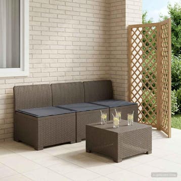 vidaXL 3-zits tuinbank met kussens in rattanlook 3-zits PP, Verzenden, Nieuw
