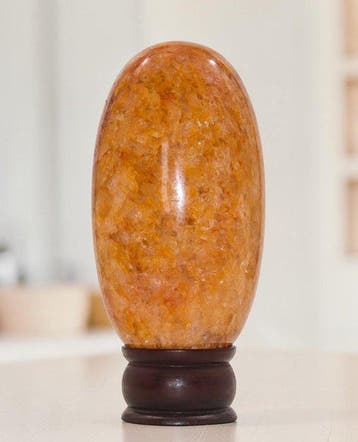 KAMR GEM Natuurlijke Golden Healer Kwarts Lingam-ei 150 mm