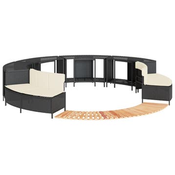 vidaXL Hottub-ombouw poly rattan en massief acaciahout zwart, Verzenden, Nieuw