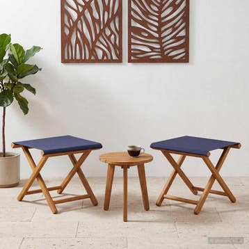 vidaXL Ligstoel 2 pcs massief eucalyptushout Blauw, Verzenden, Nieuw