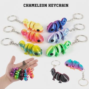 Bewegelijke 3D Geprinte Kameleon Sleutelhanger - Leuk Access, Dieren en Toebehoren