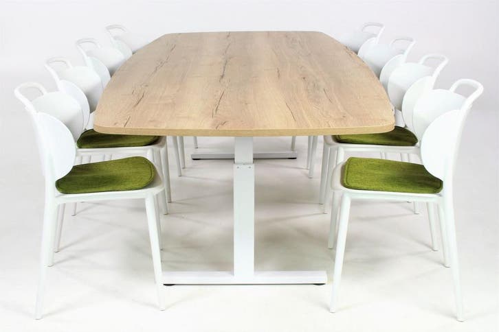 Vergadertafel 260  TUBE wit-eiken 260x120, Zakelijke goederen, Kantoor en Winkelinrichting | Kantoormeubilair en Inrichting, Ophalen of Verzenden