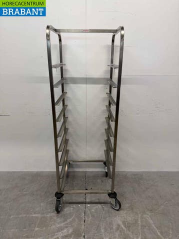 HCB RVS Regaalwagen voor 9 waskratten waskorven 50 x 50 cm, Ophalen of Verzenden, Gebruikt
