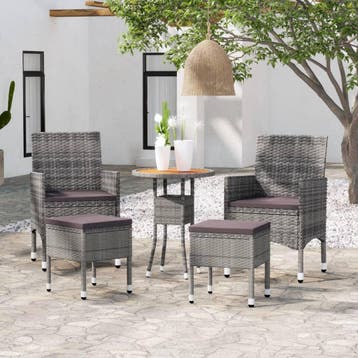 vidaXL 5-delige Loungeset poly rattan grijs, Verzenden, Nieuw, Loungeset