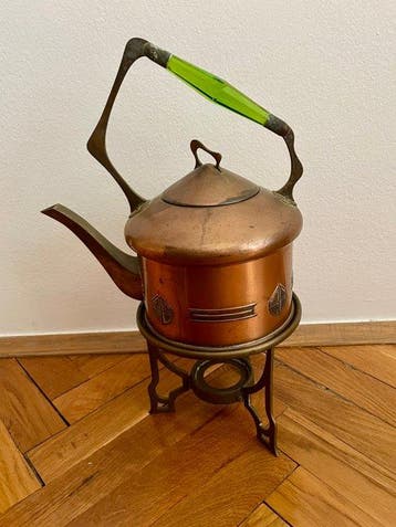 Waterkoker op standaard en brander - Messing - Samovar -