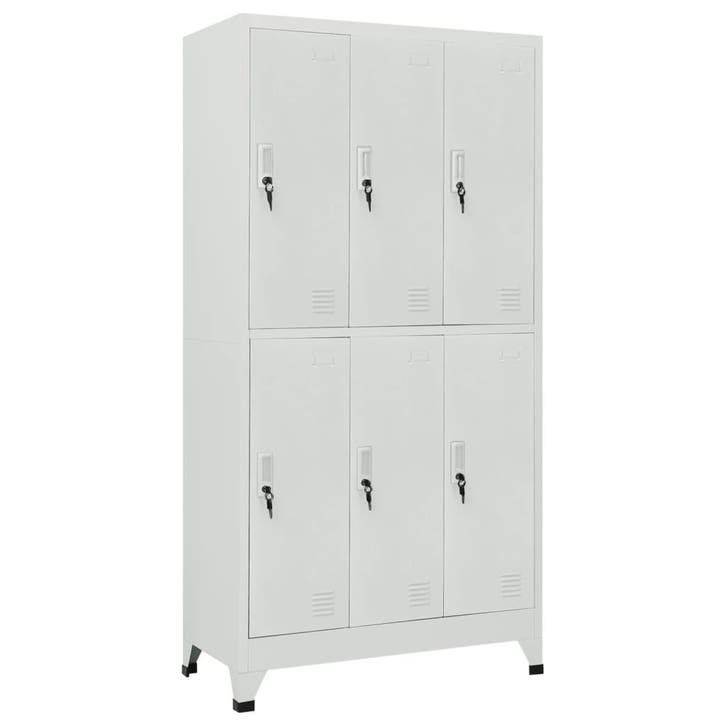 vidaXL Lockerkast met 6 vakken 90x45x180 cm staal grijs, Huis en Inrichting, Kasten | Lockerkasten, Nieuw, Verzenden