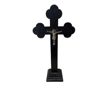 Crucifix - Hout, Messing - 1900-1910 - 44 cm, Antiek en Kunst