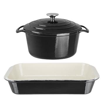 Braadpan en Ovenschaal Set | 2-delig | Gietijzer | Antiaa..., Verzenden