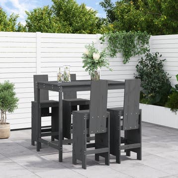 vidaXL 5-delige Tuinbarset massief grenenhout grijs, Verzenden, Nieuw, 5 zitplaatsen