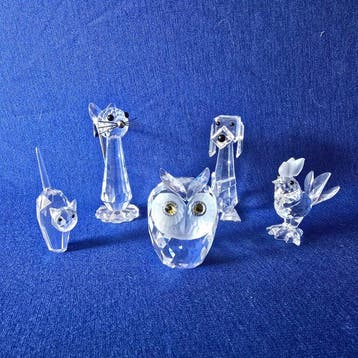 Swarovski - Beeldje - Kater, Pluto, Uil, Haan en Kat met