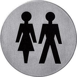 Intersteel Pictogram zelfklevend rond WC dames en heren rvs, Verzenden, Nieuw