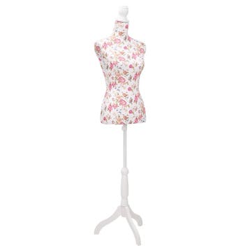 vidaXL Etalagepop torso vrouw katoen wit met rozenprint, Verzenden, Nieuw