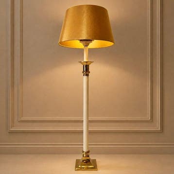 Hollywood Regency - Tafellamp - Messing, Linnen, kunststof