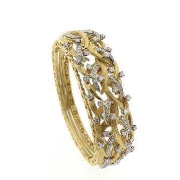 Luxe gouden armband met diamant; 1,78 ct. (Slavenarmband), Gebruikt, Ophalen of Verzenden, Met edelsteen, Goud