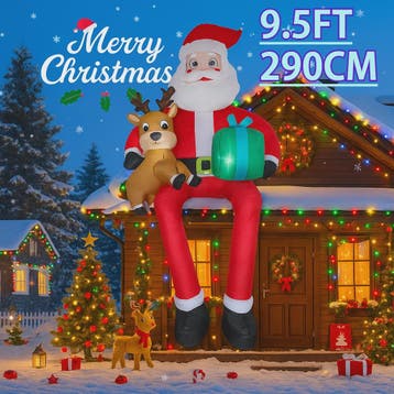 Opblaasbare Kerstman met Rendier - 290cm - Tuindecoratie met, Verzenden, Nieuw