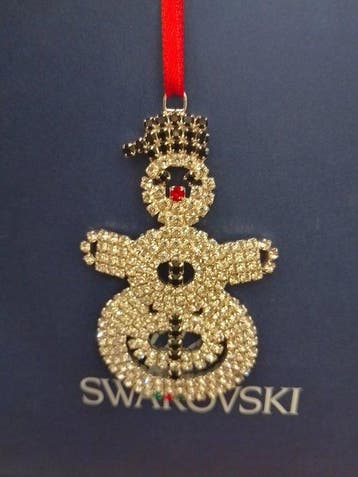 Swarovski - Beeldje - Kerst hanger sneeuuwpop - Box +