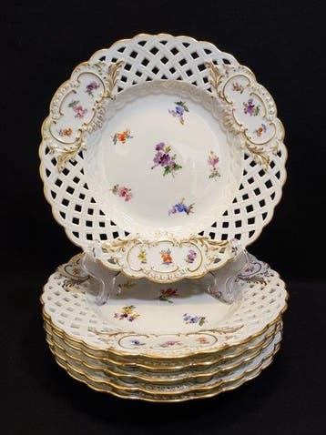 Meissen - Bord (6) - Ø 21,2 cm 6er Set antike