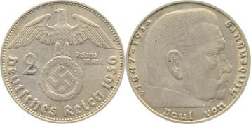 Duitsland 2 Reichsmark Hindenburg 1936 J ss/vz J 366 zilver, Verzenden