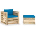 vidaXL 2-delige Loungeset met kussens groen geïmpregneerd, 2 zitplaatsen, Verzenden, Nieuw, Loungeset