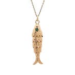 Gouden vintage vis hanger met kleursteen 14 kt, Ophalen of Verzenden, Nieuw