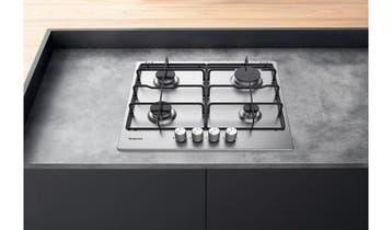 Hotpoint PPH60PFIXUK Gaskookplaat 59x51 cm RVS 4-Pits, Witgoed en Apparatuur, Kookplaten, Nieuw, Inbouw, Gas, 4 kookzones