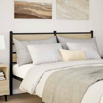 vidaXL Vervangend hoofdbord 135 cm ijzer en sonoma, Verzenden, Nieuw, Bruin, Hout