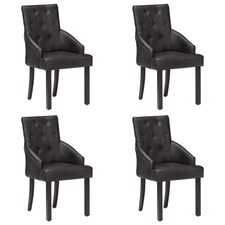 vidaXL Eetkamerstoelen 4 st echt geitenleer zwart, Huis en Inrichting, Stoelen, Zwart, Nieuw, Verzenden