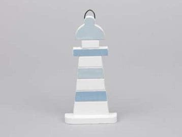 Vuurtoren Hout Blauw/Wit Maritiem 7,5x15 cm, Ophalen of Verzenden, Nieuw