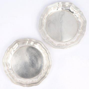 Flessenbak - Flessenonderzetter (2) - .925 zilver, Antiek en Kunst