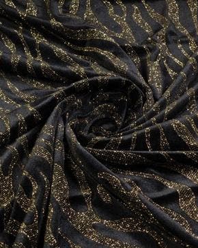 Fluweel Stretch Glitter Streep Goud/Zwart, Nieuw, Zwart