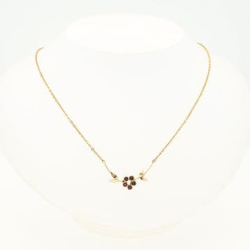 Ketting met hanger - 18 karaat Geel goud Robijn