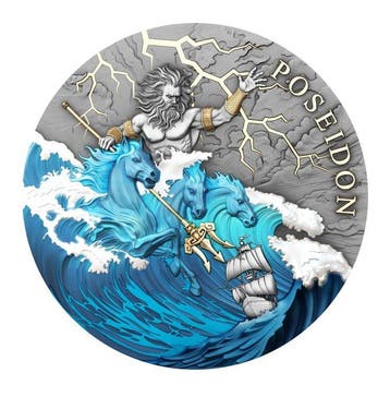 Niue. 5 Dollars 2026 Poseidon, 2 Oz (.999)