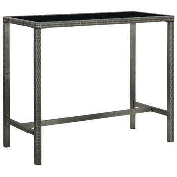 vidaXL Tuinbartafel 130x60x110 cm poly rattan en glas grijs, Verzenden, Nieuw