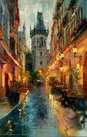 Andriy Kulyk (1971) - Beneath the Ancient Tower of Prague