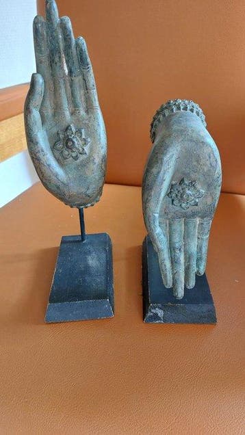 Beeldje - Buddhahanden (2) - Hars, Metaal