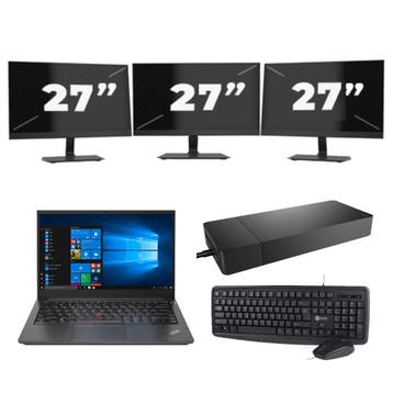 Lenovo Thinkpad E14 G2 -   i3-11e 16GB  - 256GB  + 3x 27 inc, Qwerty, Verzenden, Refurbished, 14 inch