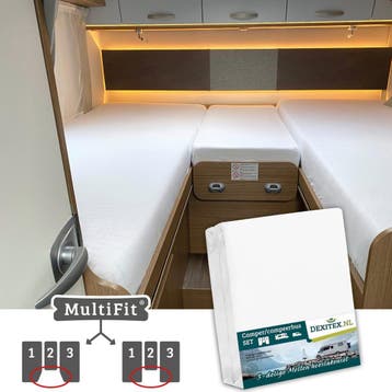 Molton hoeslakenset - 3 delig met midden matras, Verzenden, Nieuw, Eenpersoons, Wit