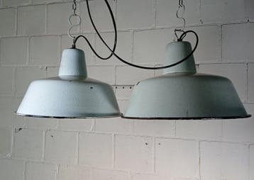 Plafondlamp - Ob2 - Emaille, Staal - Twee hanglampen