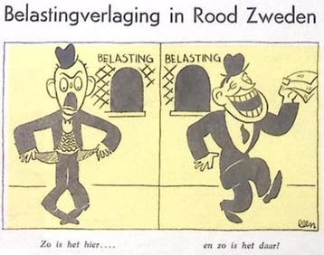 Belastingverlaging in Rood Zweden op spotprent (lijst optie), Verzenden