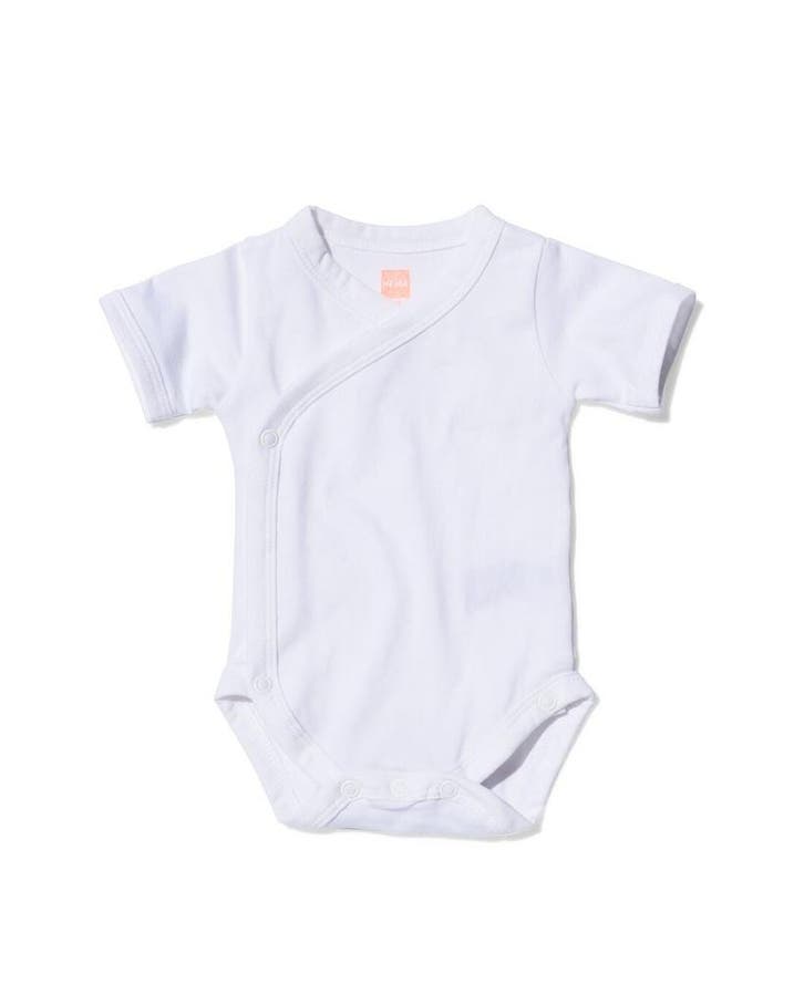 HEMA Overslag romper organic katoen stretch - 2 stuks wit, Kinderen en Baby's, Babykleding | Overige, Nieuw, Verzenden
