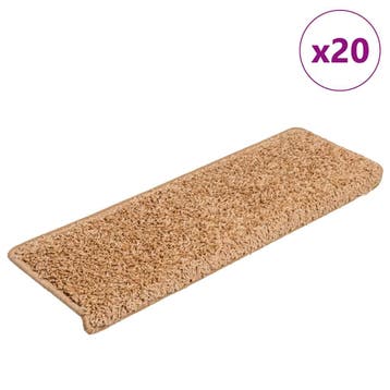 vidaXL Trapmatten 20 st 65x21x4 cm beige rechthoekige rand, Verzenden, Nieuw