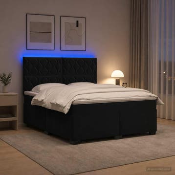 vidaXL Boxspringbed met matras Zwart 160 x 200 cm Fluweel, Verzenden, Zwart, Stof, Nieuw