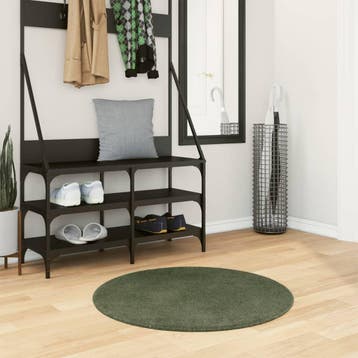 vidaXL Vloerkleed HUARTE laagpolig zacht wasbaar Ø 80 cm, Verzenden, Nieuw, Groen