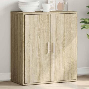 vidaXL Dressoir 79x38x80 cm bewerkt hout sonoma eikenkleurig, Verzenden, Nieuw, 50 tot 100 cm, 25 tot 50 cm