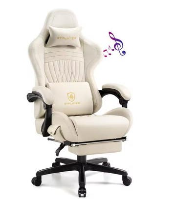 Nieuw: Gaming stoel – met Luidspreker, zwart, grijs, wit, Verzenden, Ergonomisch, Nieuw, Bureaustoel