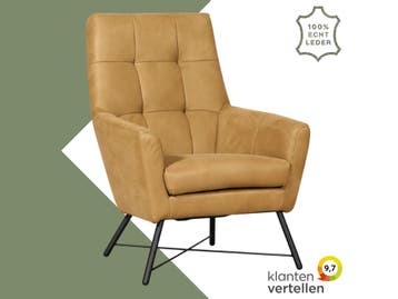 Leren fauteuil Proud - Kenia Walnut (cognac), Nieuw, Ophalen of Verzenden, 75 tot 100 cm, Industrieel, Modern