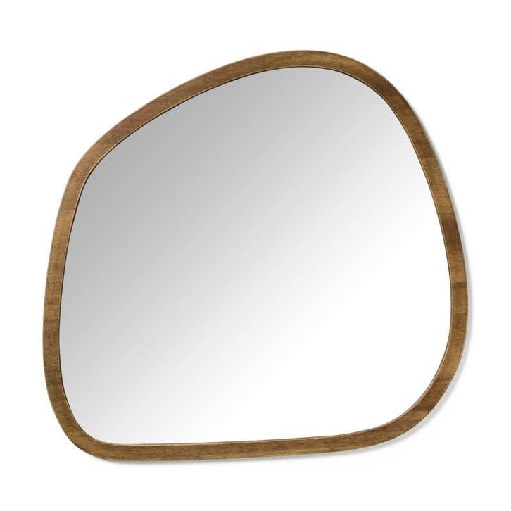 Spiegel organic - bruin - 69x73 cm, Huis en Inrichting, Woonaccessoires | Spiegels, Verzenden