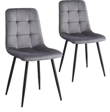 Set van 2 Gestoffeerde Eetkamerstoelen – Corduroy & Metalen, Verzenden, Nieuw