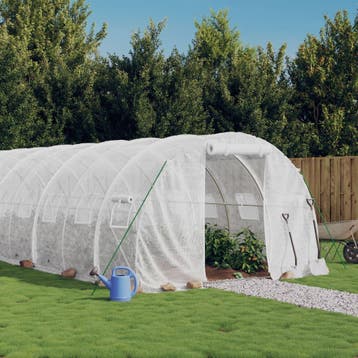 vidaXL Tuinkas met stalen frame 42 m² 14x3x2 m wit, Verzenden, Nieuw