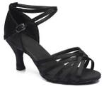 Latin Salsa Dames Dansschoenen in zwart satijn met een 5 cm, Ophalen of Verzenden, Nieuw, Schoenen